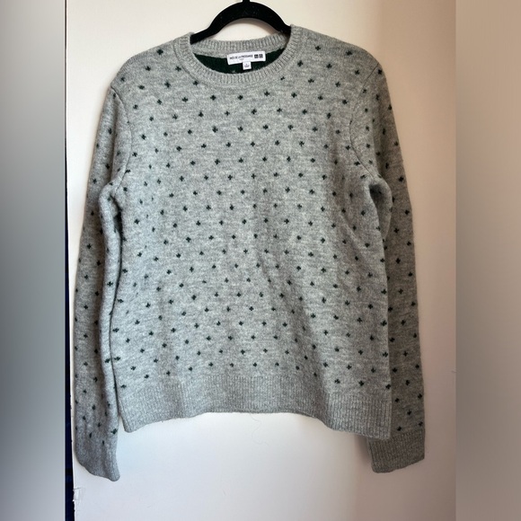 Ines de la Fressange Uniqlo unisex Sweater Wool Alpaca Polkadot Gray Size Large - Picture 1 of 6